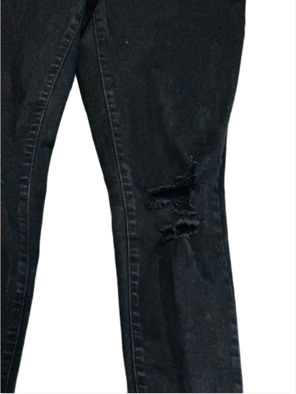 Isabel Maternity Black Distressed Raw Hem Ankle Maternity Pregnancy Jeans - Picture 2 of 5